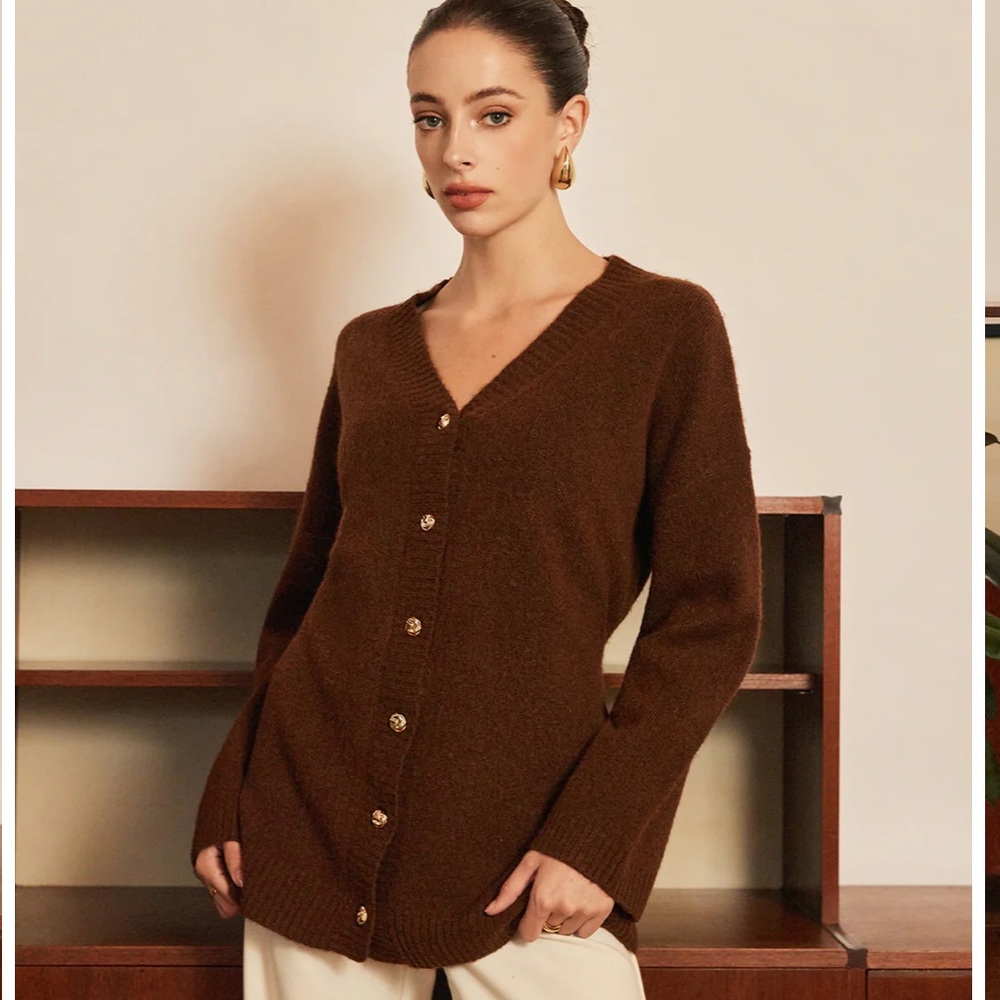Commense Brown Button-Up Women's Sweater new